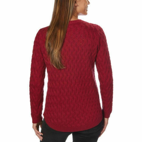 Jeanne Pierre Women Fisherman Knit Sweater Red - Picture 3 of 7